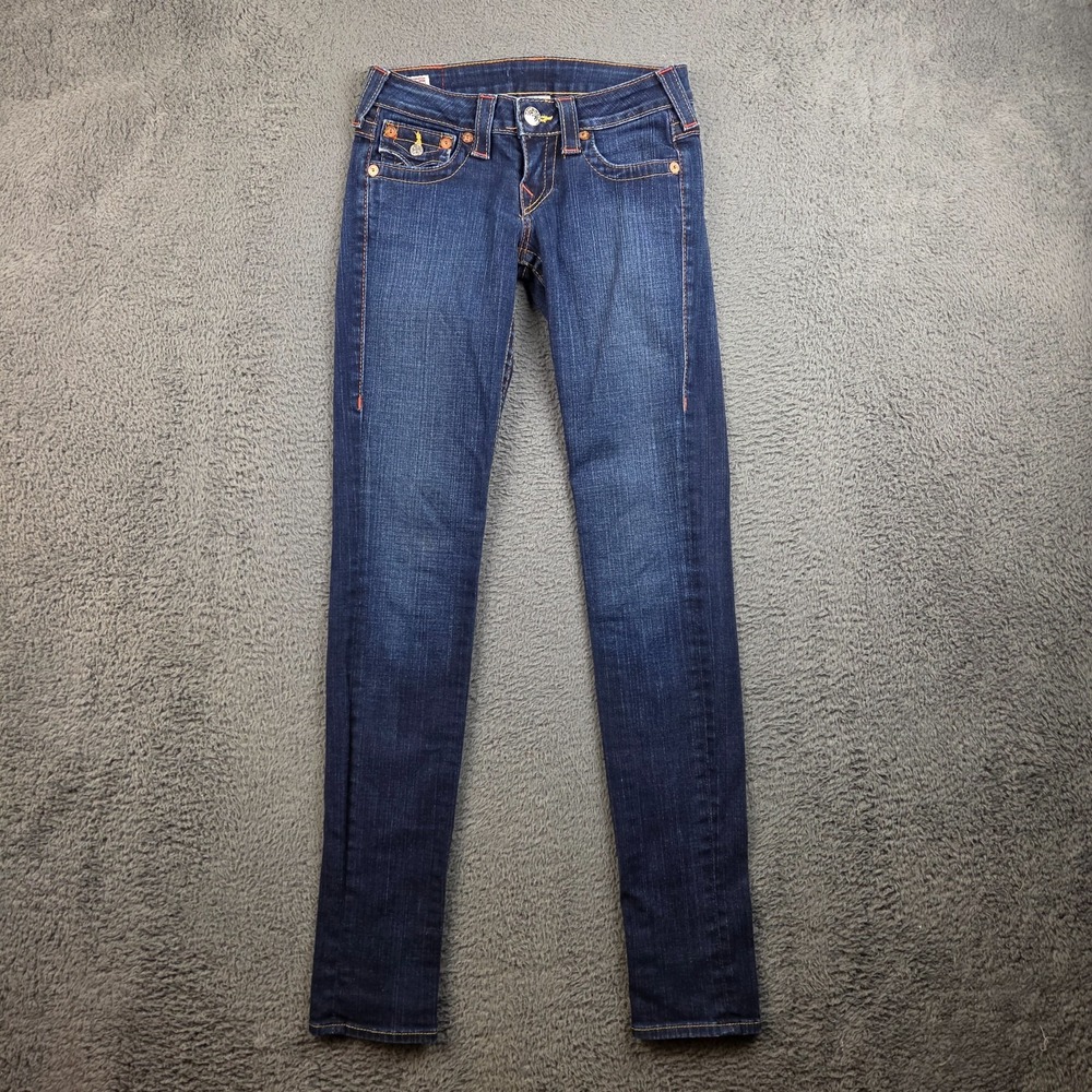 True Religion Julie Low Rise Skinny Jeans Women's 25 Dark Wash Contrast Stitch